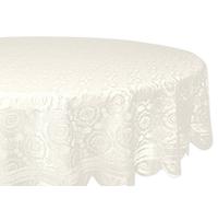 DII Home Essentials Nappe Ronde 100% Polyester Lavable en Machine Style Shabby Chic Vintage 160 cm Crème