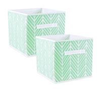 DII Lot de 2 bacs de rangement en tissu pour crèche, bureau et maison - Fabriqués pour s'adapter aux organisateurs cubiques standards (27,9 x 27,9 x 27,9 cm) - Menthe à chevrons