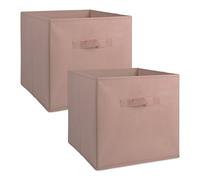 DII Lot de 2 bacs de rangement pliables en tissu non tissé, cube organiseur, 33 x 33 x 33 cm, rose millénaire