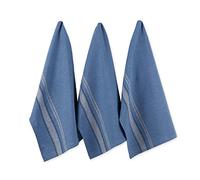 DII Lot de 3 torchons surdimensionnés en Coton à Rayures françaises, 50,8 x 76,2 cm, monogrammables de la Ferme de Campagne - Torchons à Farine - Bleu Chambray