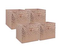 DII Lot de 4 corbeilles pliables en tissu non tissé Motif à pois Rose et doré 28 x 28 x 28 cm