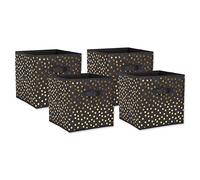 DII Lot de 4 paniers pliables en tissu non tissé Motif à pois Noir/doré 27,9 x 27,9 x 27,9 cm