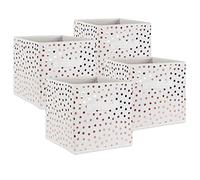 DII Lot de 4 Petites corbeilles de Rangement en Polyester Non tissé, à Pois, Blanc et cuivre