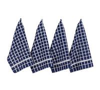 DII Lot de 4 torchons de Cuisine 100% Coton, lavables en Machine, Ultra absorbants, 40,6 x 66 cm, Bleu Nautique à Carreaux