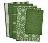 DII Lot de 5 torchons de Cuisine Assortis, torchons en Tissu de 45,7 x 71,1 cm et 33 x 33 cm, Couleur Vert Sauge