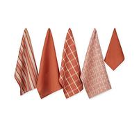 DII Lot de 5 torchons de Cuisine Assortis, torchons en Tissu de 45,7 x 71,1 cm et 33 x 33 cm, Couleur Orange épices