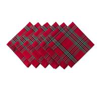 DII Lot de 6 Serviettes de Table à Manger et décoration de Cuisine à Carreaux de Noël de Style Ferme, 45,7 x 45,7 cm, Rouge et Vert