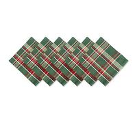 DII Lot de 6 Serviettes de Table carrées de Noël en Coton, Motif écossais Vert foncé, 45,7 x 45,7 cm