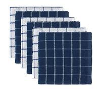 DII Lot de 6 torchons de Cuisine 100% Coton, lavables en Machine, Ultra absorbants, 30,5 x 30,5 cm, Motif Carreaux, Bleu Nautique