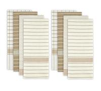 DII Lot de 8 torchons 100% Coton, Ultra absorbants, séchage et Nettoyage - Everyday Kitchen Basic - Rayures Classiques - 50,8 x 71,1 cm - Taupe