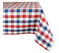DII Nappe 100% Coton, Lavable en Machine, pour dîner, été et Pique-Nique, 60 x 84 cm, Carreaux Rouges, Blancs et Bleus, pour 6 à 8 Personnes