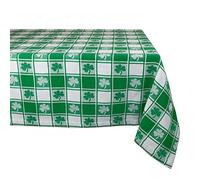 DII Nappe 100% Coton, Lavable en Machine, pour fête, Saint-Patrick et Printemps, 152,4 x 213,4 cm, Carreaux Verts et Blancs avec trèfle, pour 6 à 8 Personnes