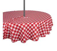 DII Nappe 100% Polyester, Anti-déversement, Lavable en Machine, avec Fermeture éclair, pour Une Utilisation en extérieur avec Tables couvertes, Ronde de 152,4 cm, Carreaux Rouges, pour 4 Personnes