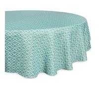 DII Nappe 100% Polyester, Anti-déversement, Lavable en Machine, pour extérieur, 152,4 cm, Motif Diamant Turquoise, pour 4 Personnes, 152,4 cm de diamètre