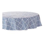 DII Nappe avec Envers en Flanelle, Vinyle, Grille Bleu Marine, 177,8 cm (Ronde)