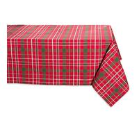DII Nappe de Noël carrée en Coton, Motif Tartan Houx, Rouge et Vert, 132 x 132 cm