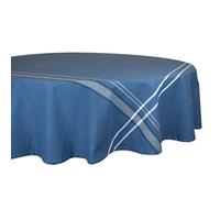 DII Nappe de Table à Manger à Rayures françaises, Style Farmhouse, 177,8 cm de diamètre, Chambray Bleu