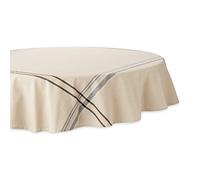 DII Nappe de Table à Manger à Rayures françaises, Style Farmhouse, 177,8 cm de diamètre, Taupe/Noir