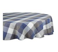DII Nappe Ronde 100% Coton Collection à Carreaux tricolores, 177,8 cm, Bleu français