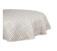 DII Nappe Ronde en Vinyle pour intérieur/extérieur - Motif quadrillage - Dos en Flanelle - 177,8 cm - Pierre