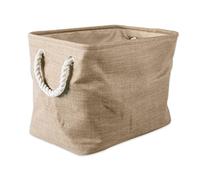 DII, Panier de rangement pliable en polyester panaché avec poignées en coton Taupe Taille S