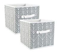 DII pliable Tissu Boîtes de rangement pour Crèches, les bureaux, les placards, décoration intérieure, Cube organiseurs et besoins de stockage de tous les jours, (L - 27,9 x 27,9 x 27,9 cm) à chevrons Menthe - Lot de 2, gris, Taille L