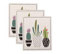 DII Réutilisable, Lavable en Machine et Passe au Lave-Vaisselle, biodégradable, Coton, succulentes, 19 x 17 cm