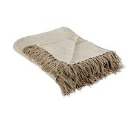 DII Rustique Farmhouse Couverture en Coton Fin rayé Blanc 50x60 with 2.5" Fringe Stone Homespun Stripe