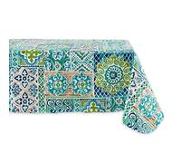 DII Spanish Tile Print Collection Vinyl Multi-Use, Flannel Backed Tablecloth, Rectangle, 60x84, Spanish Tile