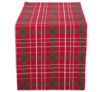 DII Tartan Holly Plaid en Coton, Rouge et Vert, 274,3 x 35,6 cm (rectangulaire)