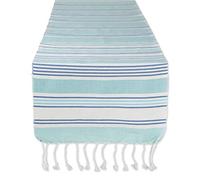 DII Tidal Stripe Chemin de Table en Coton Bleu Plage 35,6 x 182,9 cm