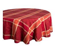 DII Traditional Harvest Nappe Ronde en Coton damassé Collection Jacquard Collection Thanksgiving Décoration de Table d'automne 177,8 cm Orange brûlé