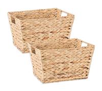 DII Z02006 Lot de 2 paniers de rangement en jacinthe d'eau naturelle avec poignées, taille moyenne