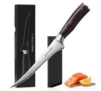 DiiHAUZZ Couteau à Filet, Couteau à Fileter Japonais 18cm, Couteau à Désosser Poisson Professionnel en Acier à Haute Teneur en Carbone, Lame Ultra Tranchante à Haute Dureté, Manche Ergonomique