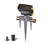 Diivoo Arroseur de Jardin Oscillant avec Base métallique à piquer, arroseur Automatique pour pelouses, réglable en Largeur, portée et débit, 16 Buses, Asperseur arrosage pour Plantes et Fleurs