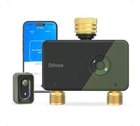 Diivoo Programmateur Arrosage WiFi 2 Zones avec Entrée et Sortie en Laiton, Minuteur Arrosage Intelligent avec Compatible avec APP et Vocal Alexa, Arrosage WiFi pour Jardin et Pelouse
