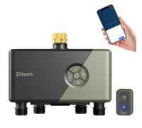Diivoo Programmateur Arrosage WiFi 4 Voies avec Entrée en Laiton, Minuteur Arrosage Automatique Compatible avec Alexa/Google Assistant, Minuterie D'irrigation Programmable pour Jardin et Pelouse