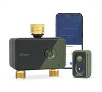 Diivoo Programmateur d'arrosage WiFi 2 Voies, Connecteur en Laiton Minuterie d'arrosage Automatique, d'irrigation pour Jardin
