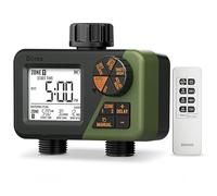 Diivoo RF Télécommande Programmateur Arrosage 2 Voies, Minuteur Arrosage avec Étanchéité IP66, Grand Écran LCD, Retard de Pluie, Arrosage Manuel pour Pelouse et Jardin