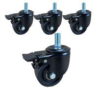Dijateman Lot de 4 roulettes 75mm Charge Lourde, Tige filetée M14 M16 M20, roulettes Pivotantes À 360 Degrés, Silencieux roulettes Nylon pour Industrielle(Brake,M20*30)