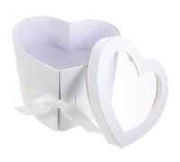 DIKACA Boîte Présent de Cœur à Double Couche Boîte D'emballage Décorative Blanche à Fleurs Stabilisées Seau D'emballage pour Saint-valentin et Mariage Anniversaire Coffret Présent