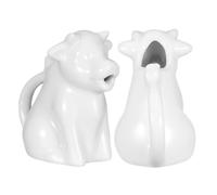 DIKACA Petit pot à lait en céramique, 2 pièces, forme vache avec poignée, pour café et sauce, crémier multifonctionnel, léger et portable, cuisine et salle à manger