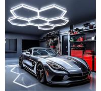 DIKHEE Luminaire de Garage à LED en nid d'abeille 6-Hex, 248W 6500K Plafonnier d'Atelier LED Déformable Dly Hexagon Garage Lumière pour Atelier, Entrepôt, Sous-Sol, Salle de Sport
