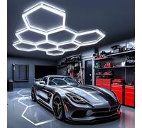 DIKHEE Luminaire de Garage à LED en nid d'abeille 8-Hex, 280W 6500K Plafonnier d'Atelier LED Déformable DlY Hexagon Garage Lumière pour Atelier, Entrepôt, Sous-Sol, Salle de Sport