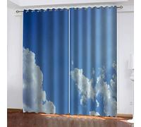 DILITECK Rideau Salon Occultant - Bleu Ciel Nuages Blancs Paysages 280X300Cm Isolant Thermique Rideaux À Oeillets Solid Lourd Décoration De Fenêtre pour Chambre Chambre des Enfants Et des Jeunes