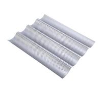 Dilpeak Moulle baguette four, moulle à baguette pain, moule baguette, plaque de cuisson perforée Anti-antiadhésif, pour 4 baguettes, moules à pain en haute qualité (38 x 33 x 2 cm argent)