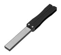 Dilwe Aiguiseur de Couteaux Double Face, Antidérapant, Portable, Pliable, en Diamant, pour Usage Domestique et Extérieur, 4,9 Pouces (BLACK)