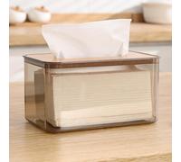 Dilwe Boîte à Mouchoirs, Style Minimaliste, Support de Boîte de Rangement de Mouchoirs de Grande capacité pour la Maison, Le Salon, la Salle à Manger (Gris Transparent Moyen)