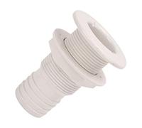 Dilwe Raccord Traversant de Coque de 2 Pouces en Polypropylène, Raccord Traversant de Coque, Connecteur de Vidange Droit, Support de Poutre Intérieure de 50 Mm, Résistant aux UV et à l'eau Salée pour
