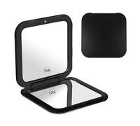 Dimeho Miroir de maquillage grossissant x 15 - Portable et compact - Petit miroir de poche carré double face pliable - Pour sac à main, portefeuille, bureau, voyage - Pour femme